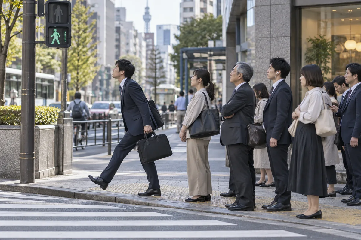 信号が変わる3秒前に気づける。急ぐほどではないが、微妙に歩き出しが早い。