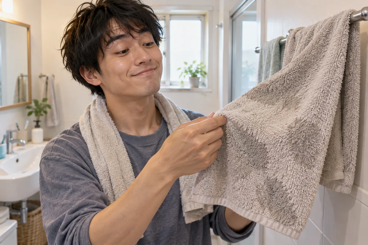 湿ったタオルの中で一番乾いてる部分が分かる。地味だが、意外と生活で使う。