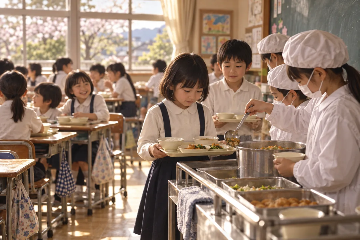 給食のおかわりを決める一瞬。手を挙げるか、誰かに譲るか。その数秒だけ空気が変わる。