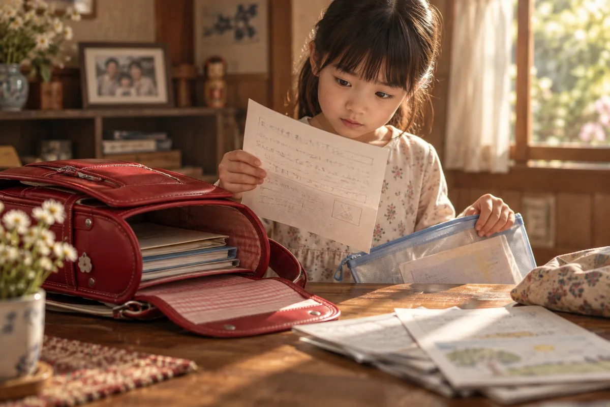 帰り支度で見つかる出していないプリント。今日が終わる直前に、急に現実が追いかけてくる。