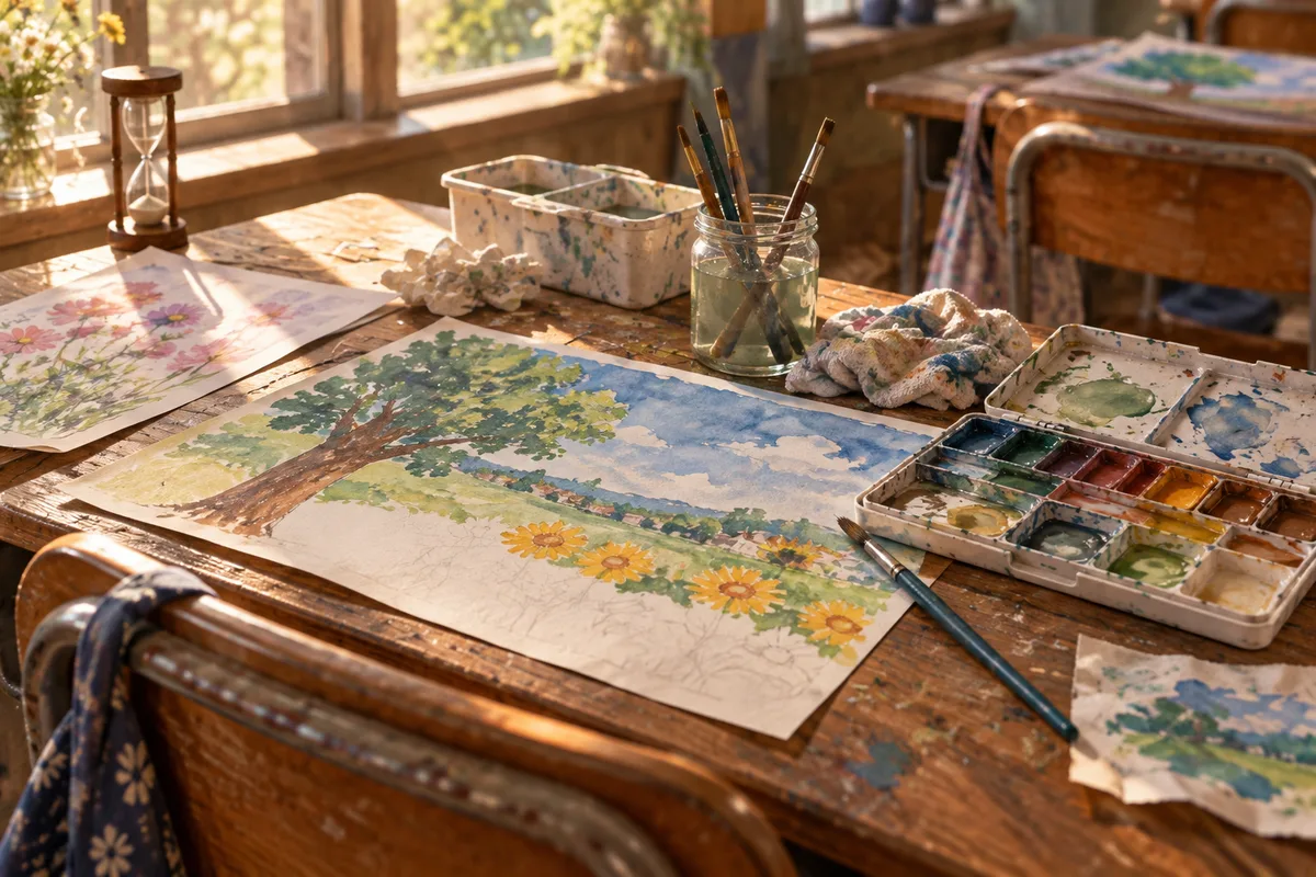 図工の時間だけ早い時計。上手さより、乾かない絵の具の方が問題だった。