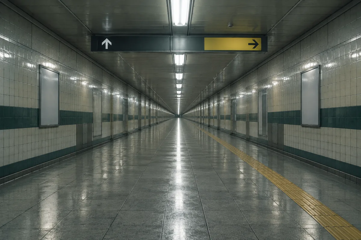終点のない地下通路。歩いても歩いても、曲がり角だけが増えていく。