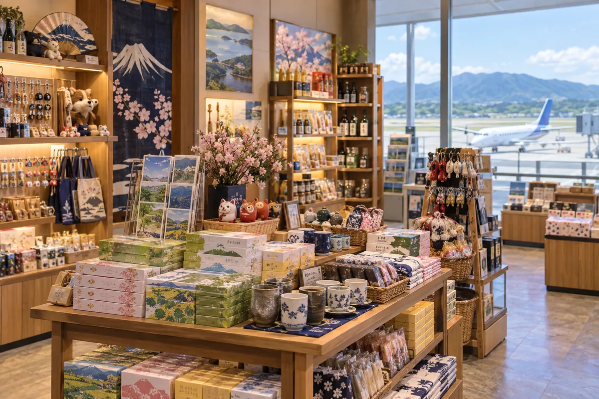 地方空港の土産コーナー。旅の最後に「やっぱり買うか」と立ち止まる場所。