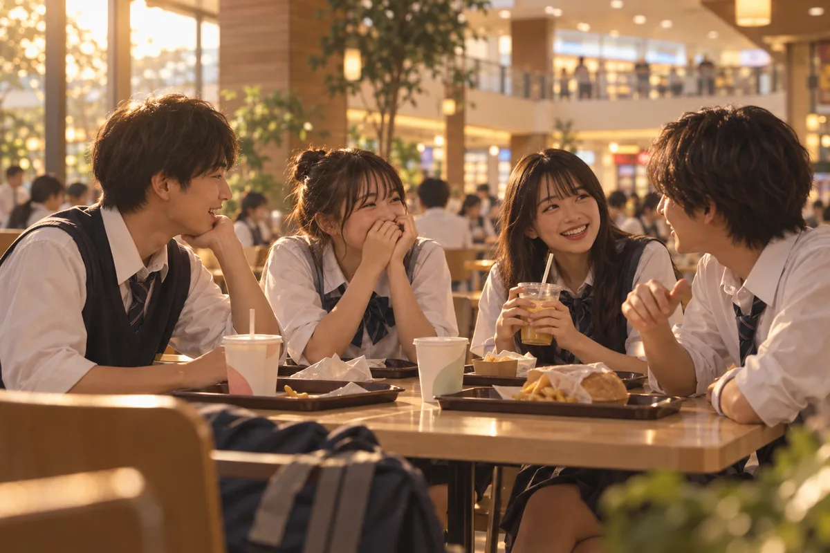 フードコートで決まらない解散時間。もう帰ると言いながら、あと30分が何度も延びていく。