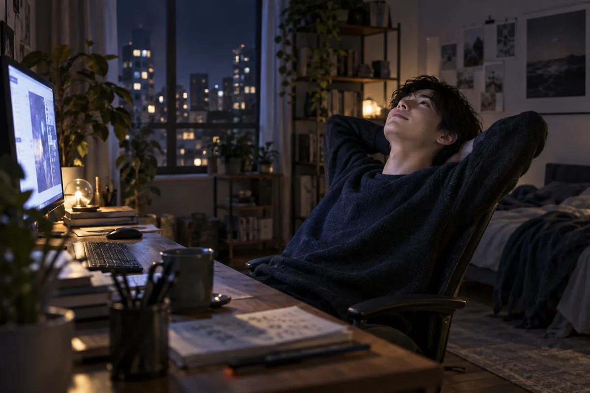 ひとりで納得した深夜。誰かに話していないのに、ひとつ理解できるだけで満足感がある。