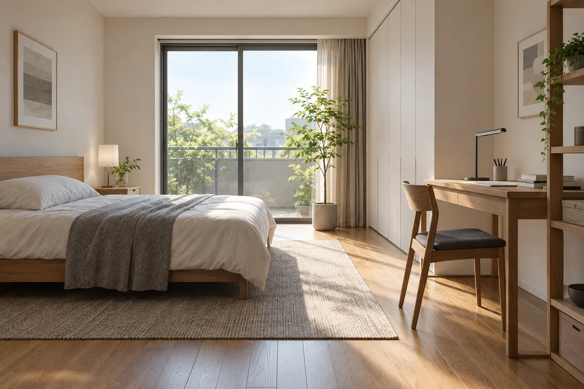 必要最低限の部屋。広くなくてもいい。使えることの方が大事。