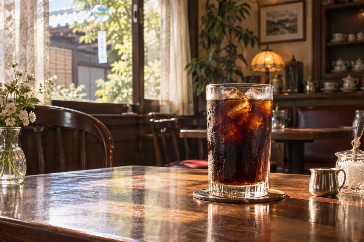 氷が鳴るアイスコーヒー。涼しさの演出まで含めて、夏の喫茶店は強い。