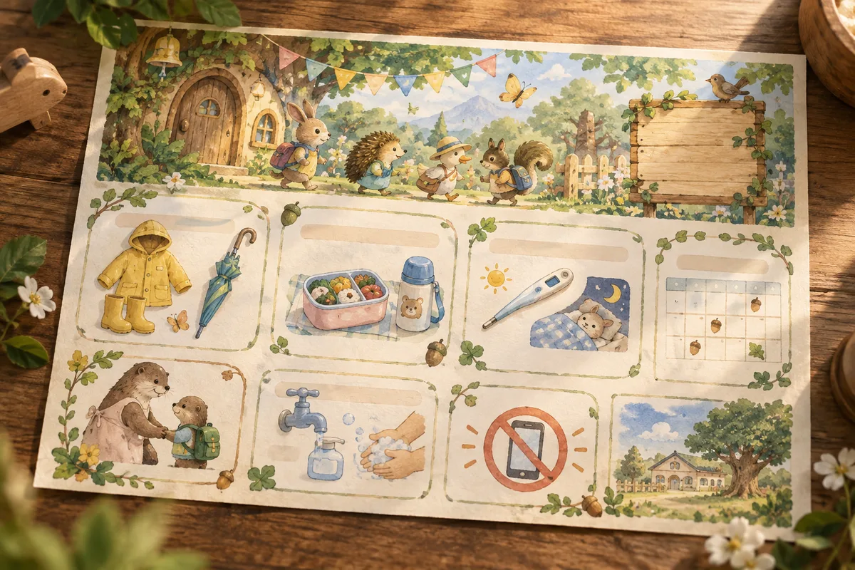 異世界の保育園おたより。保護者向けのお知らせがあるだけで、急に世界が具体的になる。