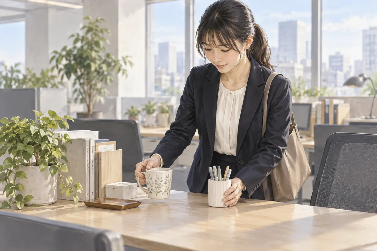 初めて自分の席に私物を置いた日。ここにいていいと少し思えた、静かな節目。