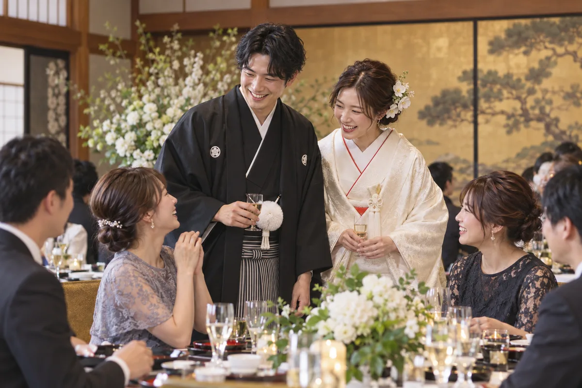 結婚式のスナップ。ちゃんとした記念写真よりも、少し崩れた笑顔の方が記憶らしい。